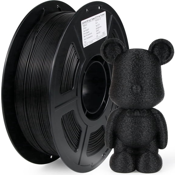 iSANMATE 1KG High Speed PLA Filament, 1.75mm Black, 30-400mm/s Fast Printing, ±0.02mm, High Toughness, Low Warpage for FDM 3D Printers
