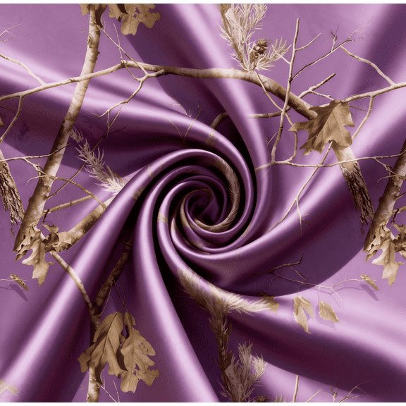 HBDesign 60 Inch Purple Camo Satin Fabric by the Yard, Premium Polyester Satin Camouflage Cloth, Vibrant Purple Camo Patterned Satin Material for Sewing Crafts Home Decor(1 yard)