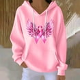 thumbnail image 2 of Zynoxe Womens Breast Cancer Awareness Hoodies Casual Soft Ribbed Knit Drop Shoulder Long Sleeve Lounge Hooded Sweatshirt with Pocket Pink S, 2 of 5