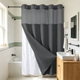 thumbnail image 4 of Waterproof Double Layer Shower Curtain, Waffle Weave Polyester Bath Curtain with Detachable Liner, Reinforced Grommet Top, Machine Washable, Standard Size for Bathtub and Shower Stall, 4 of 6