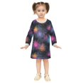thumbnail image 2 of Girls' long-sleeved dress Cosmic Galaxy Splash Girls' A-line dress with ribbed cuffs Soft and comfortable, 2 of 6