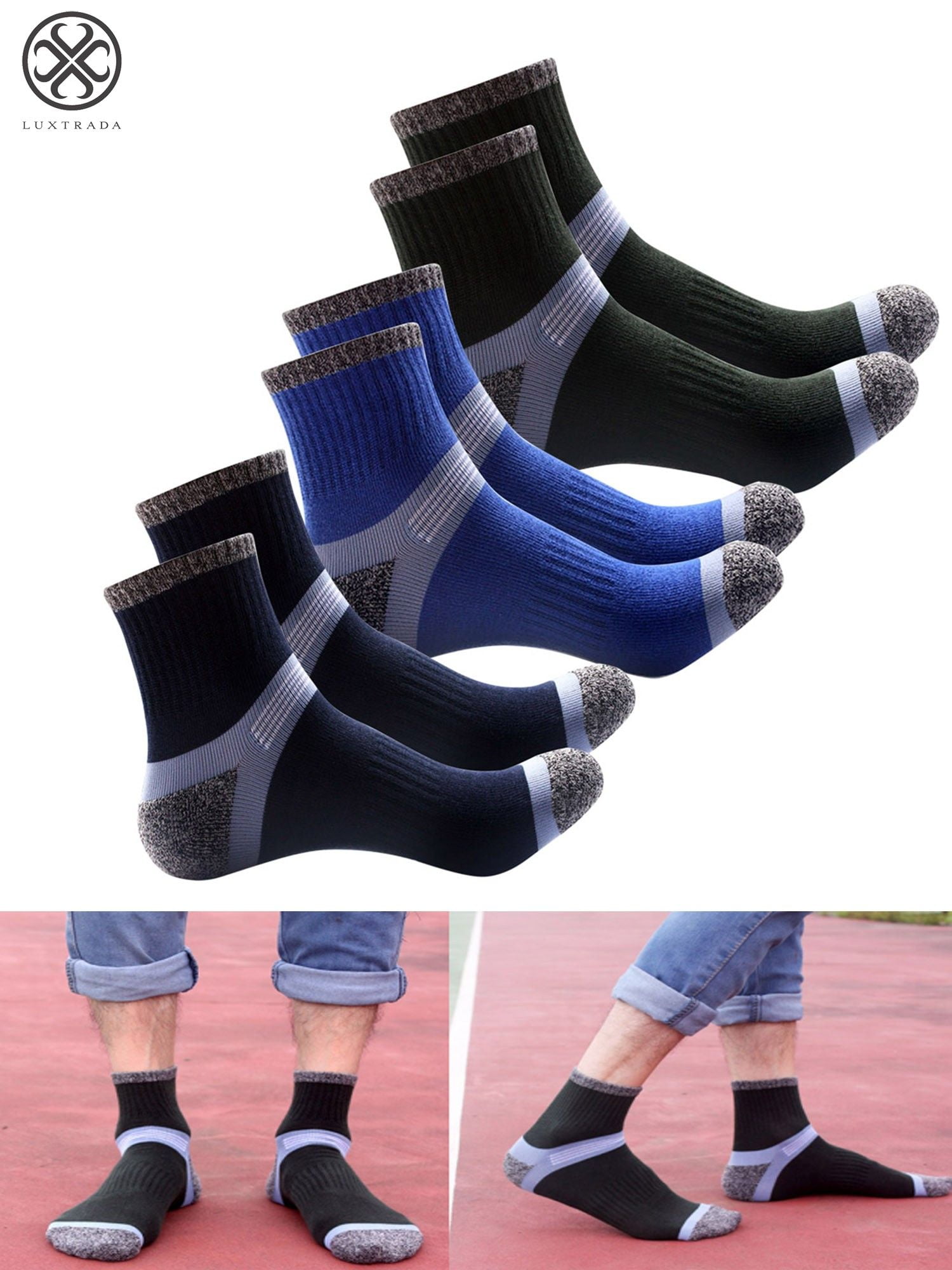 Luxtrada Cushion Low Cut Socks Mens No show Sport Socks Moisture
