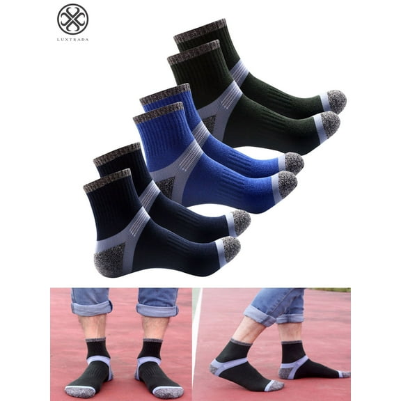 Luxtrada Cushion Low Cut Socks Mens No show Sport Socks Moisture Control Arch Support (3 Pair) Regular Shoe Size: 9-12