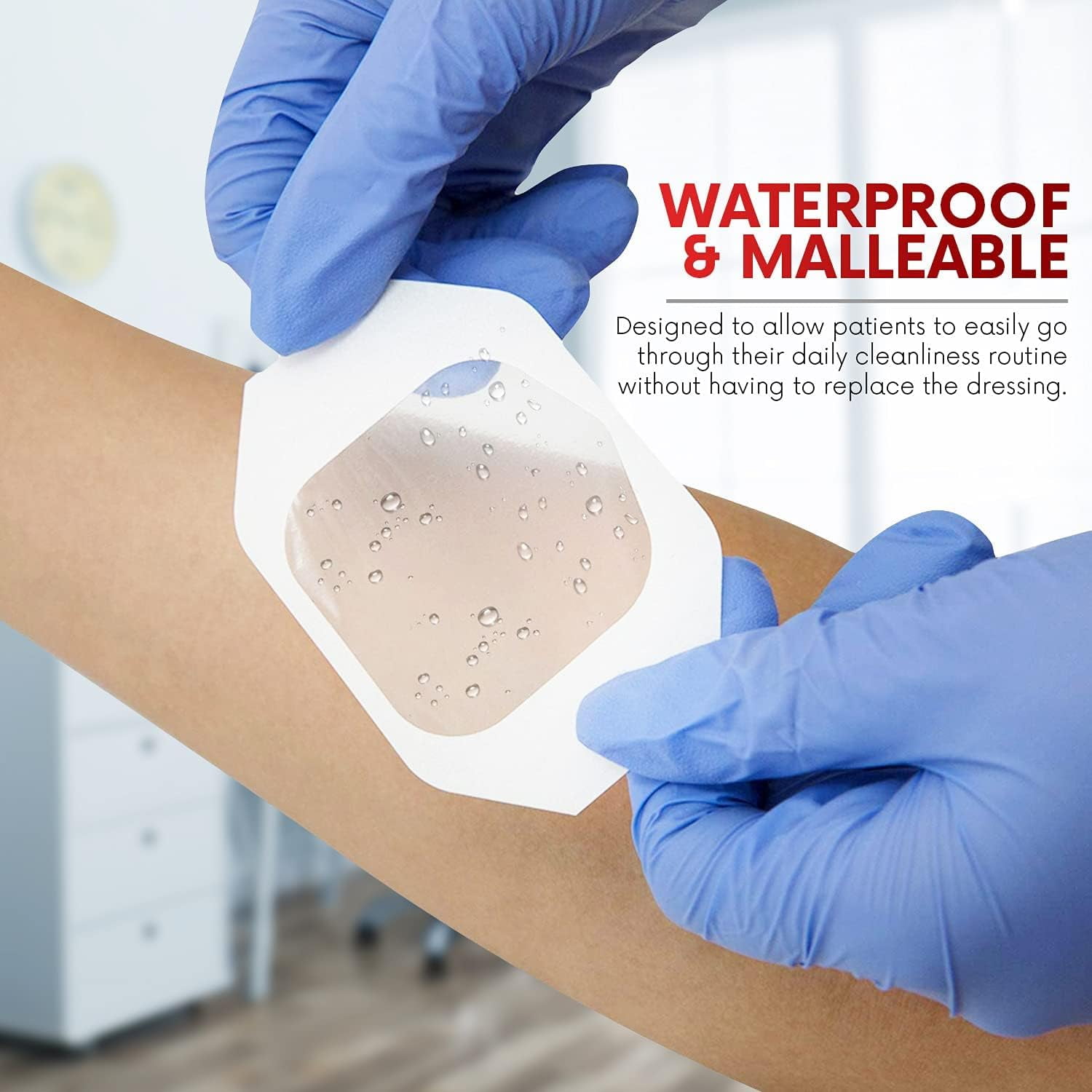 Transparent Film Dressing 4" x 4.75" (50 Pack) – Waterproof Adhesive Wound Bandages for Post-Surgical Showering, IV Protection, Tattoo Aftercare, Clear Breathable Dressing Patches by HEALQU