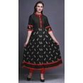 thumbnail image 2 of Bimba Black Spiral & Paisley Block Printed Anarkali Dress Long Kurti For Women Indian A Line Casual Top Tunic -Large, 2 of 5