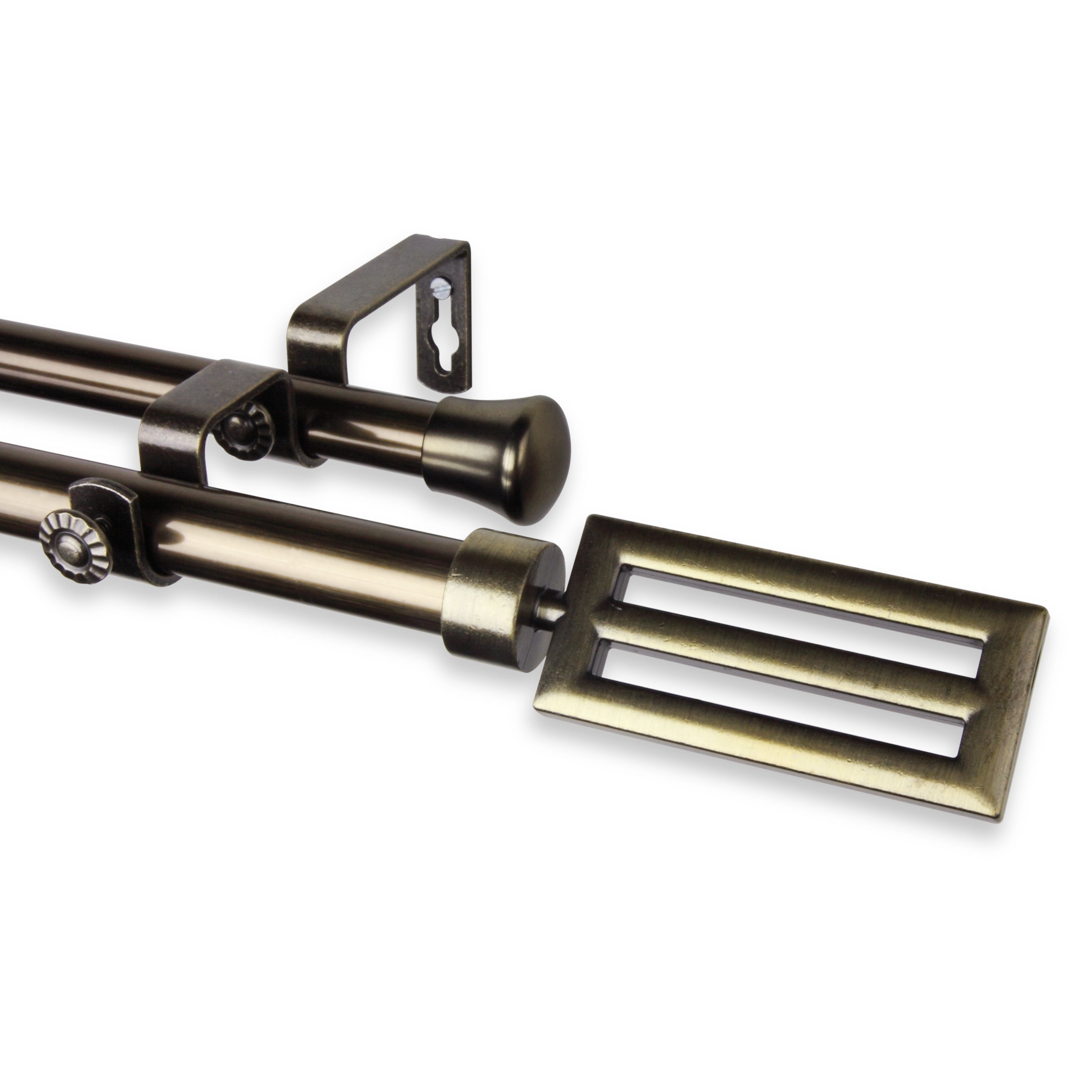 Mabel Double 13/16 inch dia. Curtain Rod 28-48" - Antique Brass