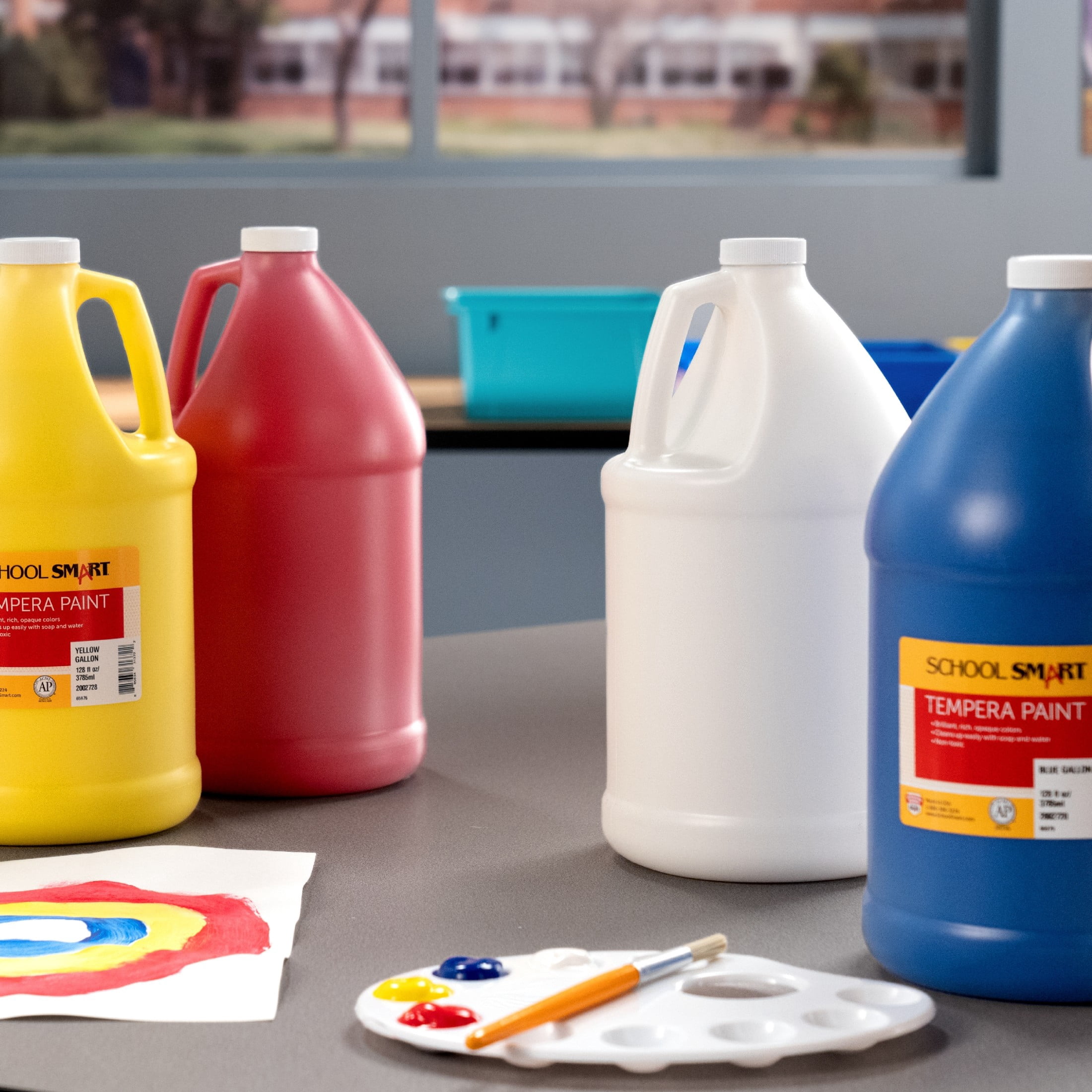 Tempera Paints, Assorted Colors, Gallon Set of 4