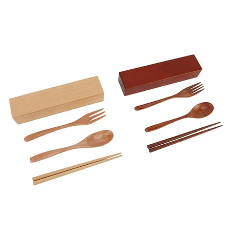 

2024 Cutlery Chopstick Set Wood Chopstick Spoon Fork Japanese Style with Box Portable Utensils Dinnerware for Camping Lunch p