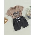 thumbnail image 3 of Bagilaanoe 2pcs Toddler Baby Boy Short Pants Set Letter Print Short Sleeve T-Shirt Tops + Shorts 6M 12M 18M 24M 3T Kids Casual Summer Outfits, 3 of 9