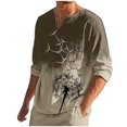 thumbnail image 1 of Camiseta de manga larga con cuello en V para hombre a la moda, blusa con estampado de otoño, camiseta informal Pompotops  oipoqjl50648, 1 of 8