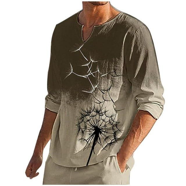 Camiseta de manga larga con cuello en V para hombre a la moda, blusa con estampado de otoño, camiseta informal Pompotops oipoqjl50648
