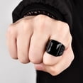 thumbnail image 3 of US 2 Pack Black Mens Stainless Steel Onyx Stone Ring Size 7 8 9 10 11, 3 of 9