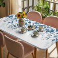 thumbnail image 3 of Blue Leaves Table Cloths for 4 Foot Rectangle Tables, Summer Botanical Patio Waterproof Elastic Fitted Tablecloths, Washable Rectangular Table Cover for Camping, 3 of 8