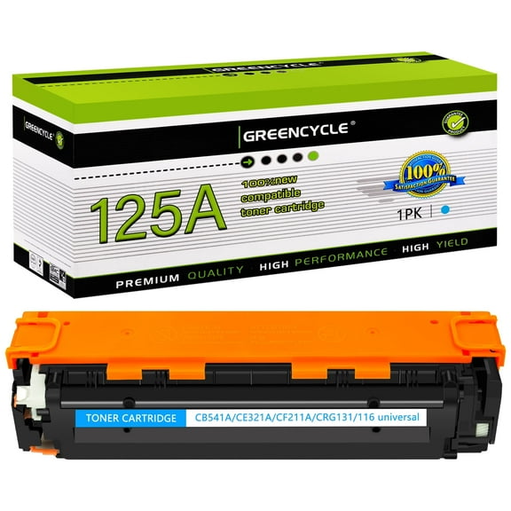 greencycle Compatible Toner Cartridge Replacement for HP 125A CB541A to use in Color Laser Jet CM1312 MFP CP1215 CP1515n CP1518ni Series Printer - 1 Pack CB541A, Cyan
