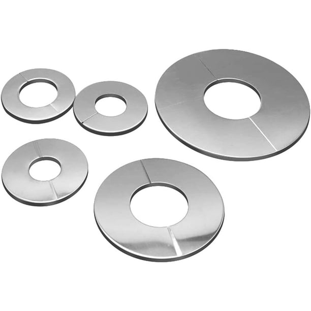 Cubierta de plomería con brida dividida, placa de escudo redonda de acero inoxidable para una fácil instalación en tuberías, cubierta resistente a la intemperie con respaldo autoadhesivo para una