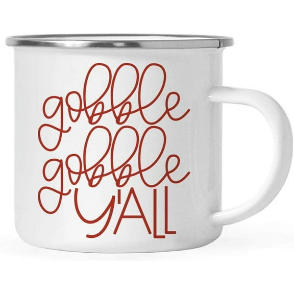Koyal Wholesale Fall Autumn Season 11oz. Stainless Steel Campfire Coffee Mug Gift, Gobble Gobble Y'all, 1-Pack