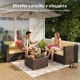 thumbnail image 4 of Zocalo Juego de Muebles de Patio de 5 Piezas: sofá de Exterior con Mesa de Centro de Cristal y Dos Cojines, Conjunto de conversación seccional para Exterior (ratán marrón, cojín Beige), 4 of 7