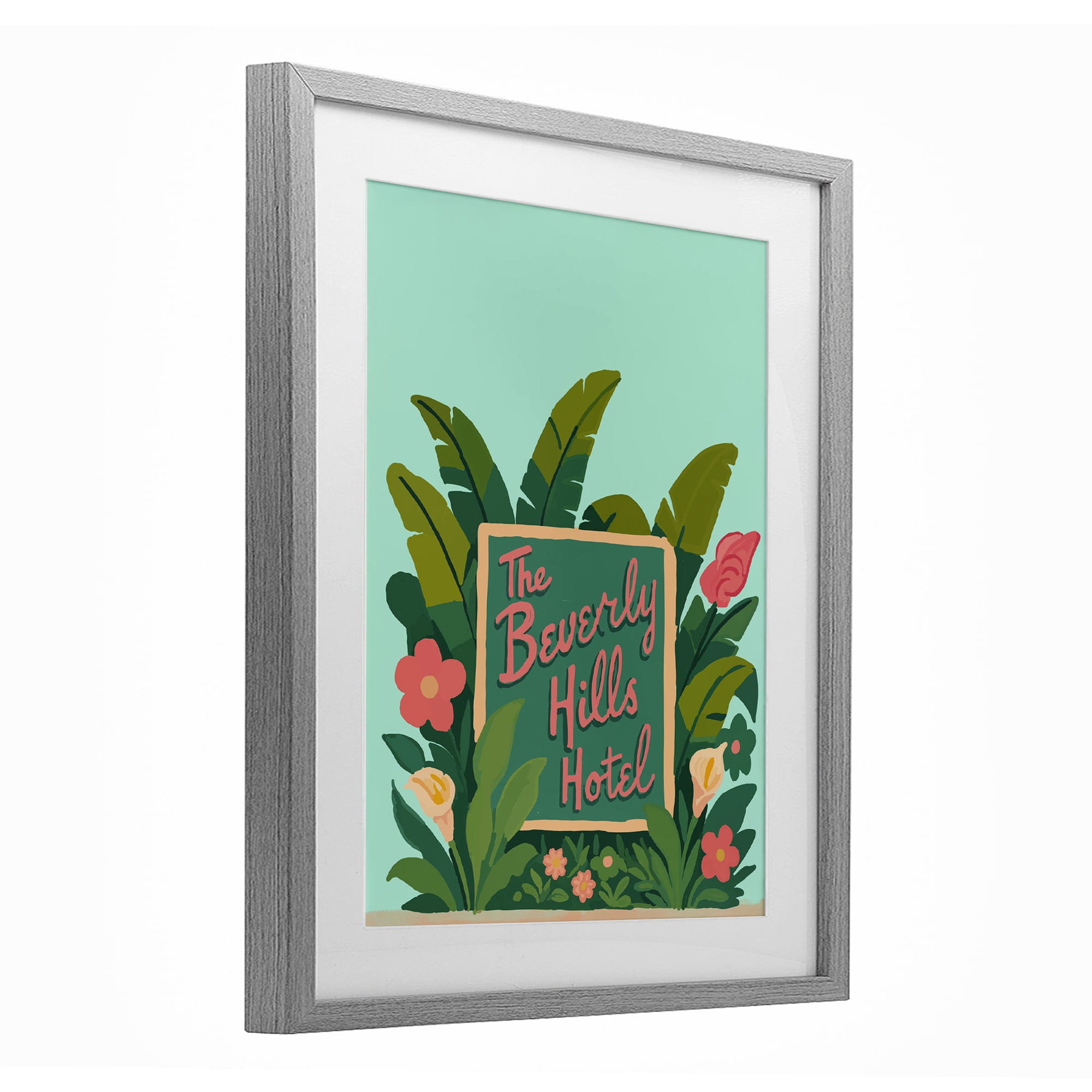 Stupell Industries Beverly Hills Hotel Gray Framed Print Under Glass, design by Amelia Noyes