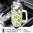 thumbnail image 4 of 40 oz Lemon Print Stainless Steel Tumbler With Lid and Straw - Yellow Coffee Travel Mug Cup Water Bottle - Gifts for Lemon Lovers, 4 of 9