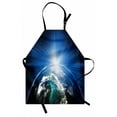 thumbnail image 1 of Earth Apron, Astrophotography of Rising Sun over Globe with Starry Space Print, Unisex Kitchen Bib with Adjustable Neck for Cooking Gardening, Adult Size, Night Blue Multicolor, by Ambesonne, 1 of 4