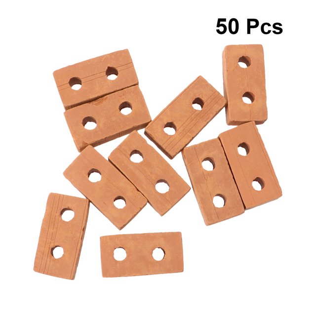 UPOUART 50 Pcs Briques Jouets Rouges en Argile de Poterie Anticorrosion pour Accessoires de Table de Sable Bricolage et Projets pour Adultes