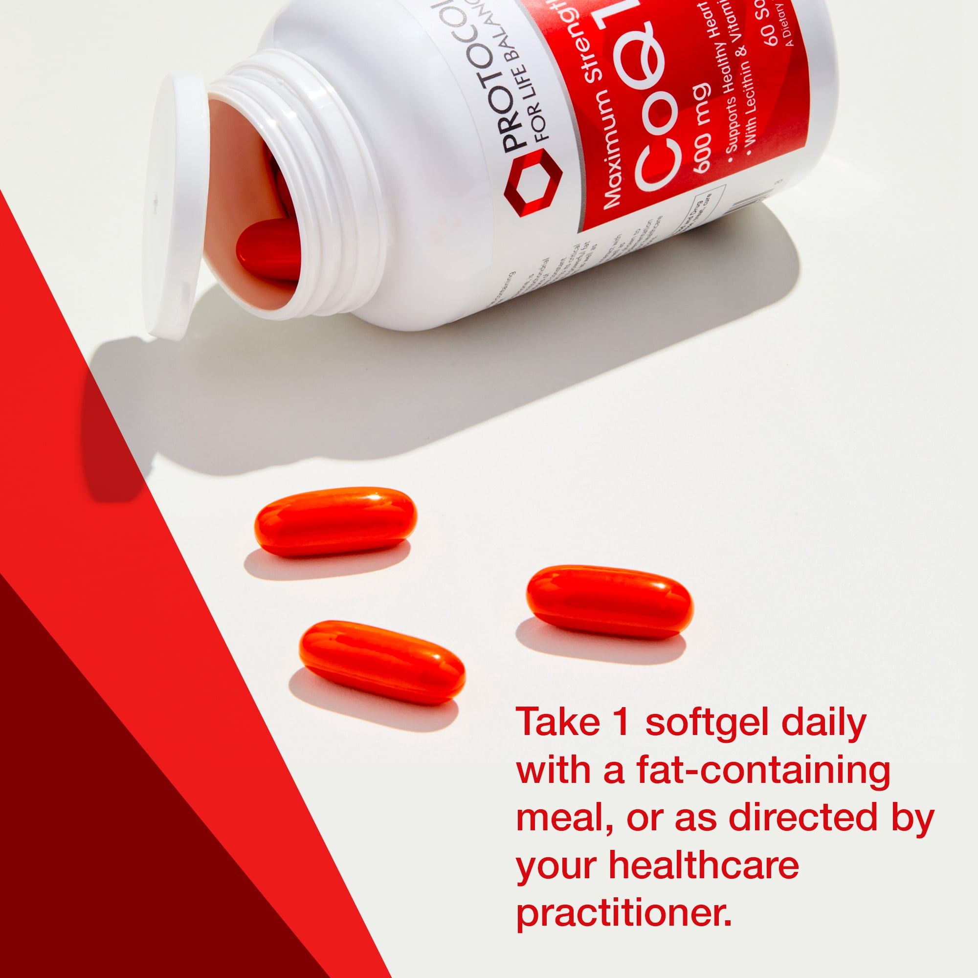 Protocol CoQ10 600mg with Vitamin E - Heart Health Support - 60 Softgels