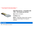 thumbnail image 2 of Radio Wire Harness - Compatible with 1993 - 1997 Honda Civic del Sol 1994 1995 1996, 2 of 2
