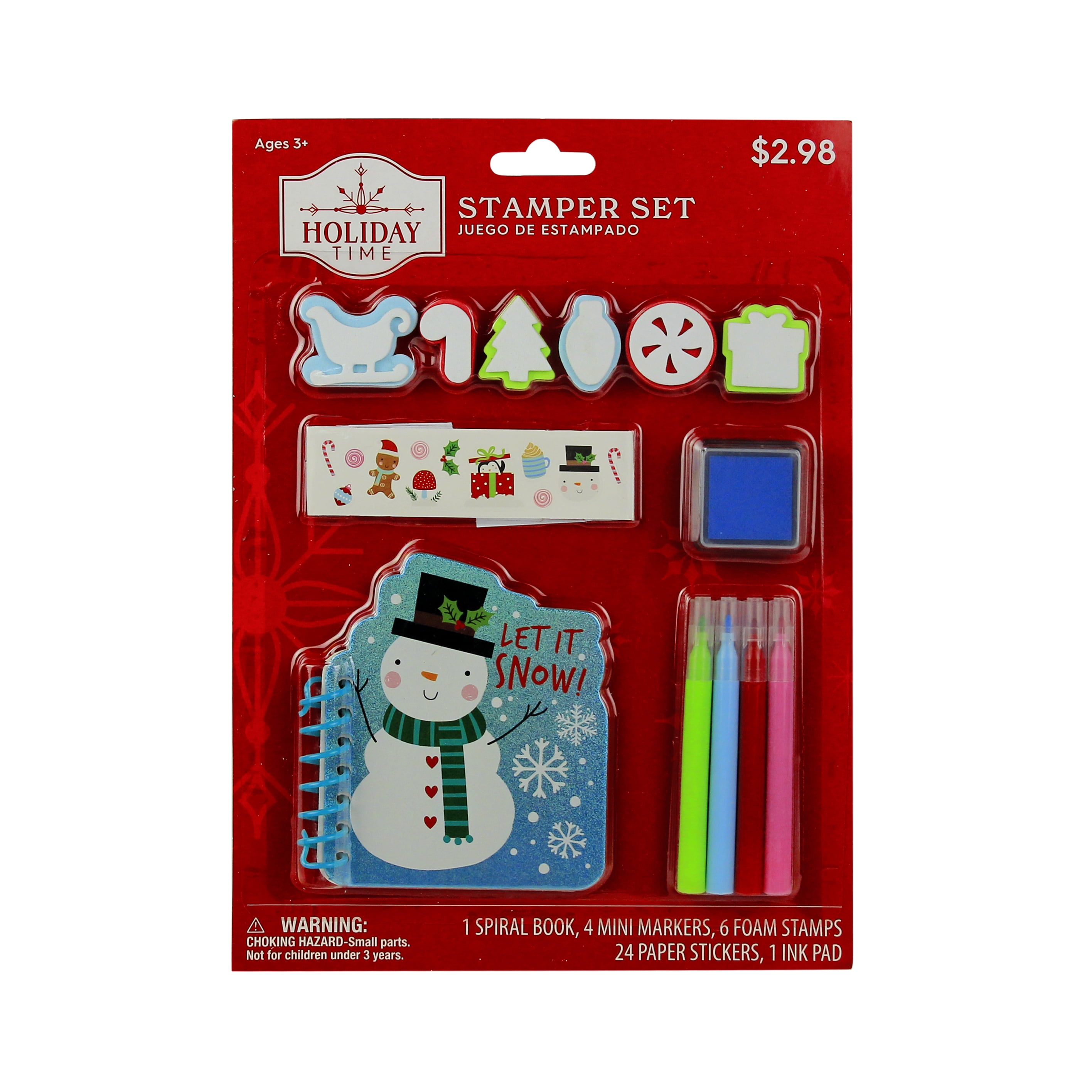 Holiday Time Snowman Stamper Art Set - 24 Stickers Stamp Set