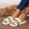 thumbnail image 6 of Iyufng Women's Fluffy Plush Open‑Toe Slippers Rhinestone Tassel Decor Soft Warm Winter Indoor House Slides, 6 of 7