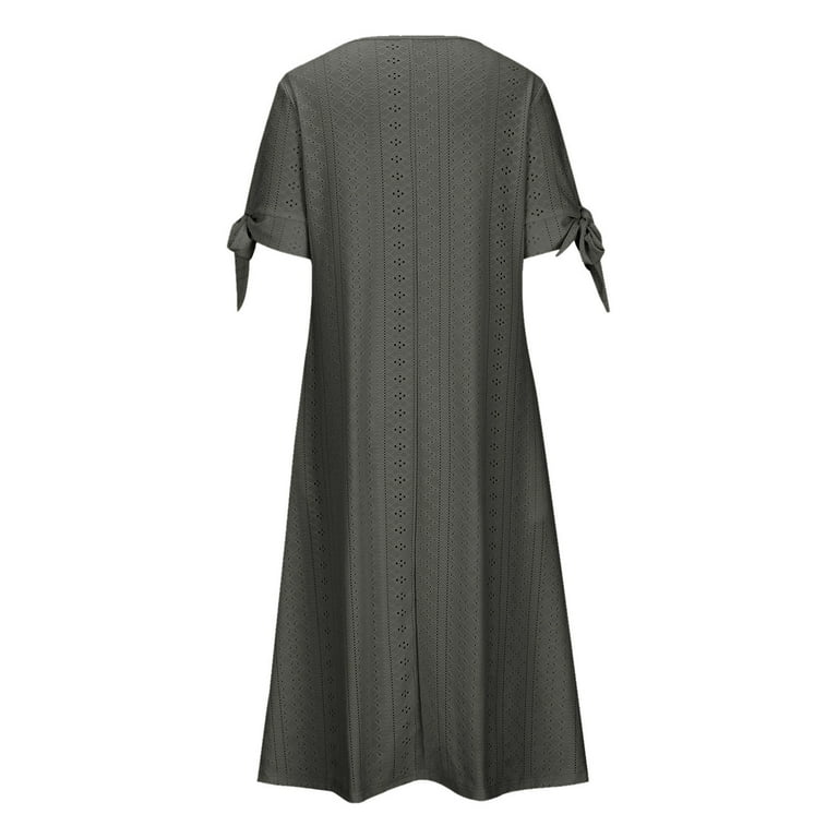 Summer Savings Clearance! Summer Maxi Dress for Women Clearance Sale  Fashion Women Summer Casual V-Neck Short Sleeve Button Long Dress Dark Gray  M - Walmart.com