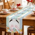 thumbnail image 5 of Easter Table Runner 72 Inches, Spring Watercolor Bunny Eggs Wood Grain Teal Blue Bed Runner Dresser Scarves Tabletop for Indoor Outdoor Parties/Ceremony/Banquet, 18" x 72", 5 of 8