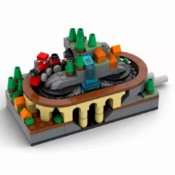 MOC Hand-Crank Town Building Block Train Small Toy Toy Holiday Gift Alps (267pcs)