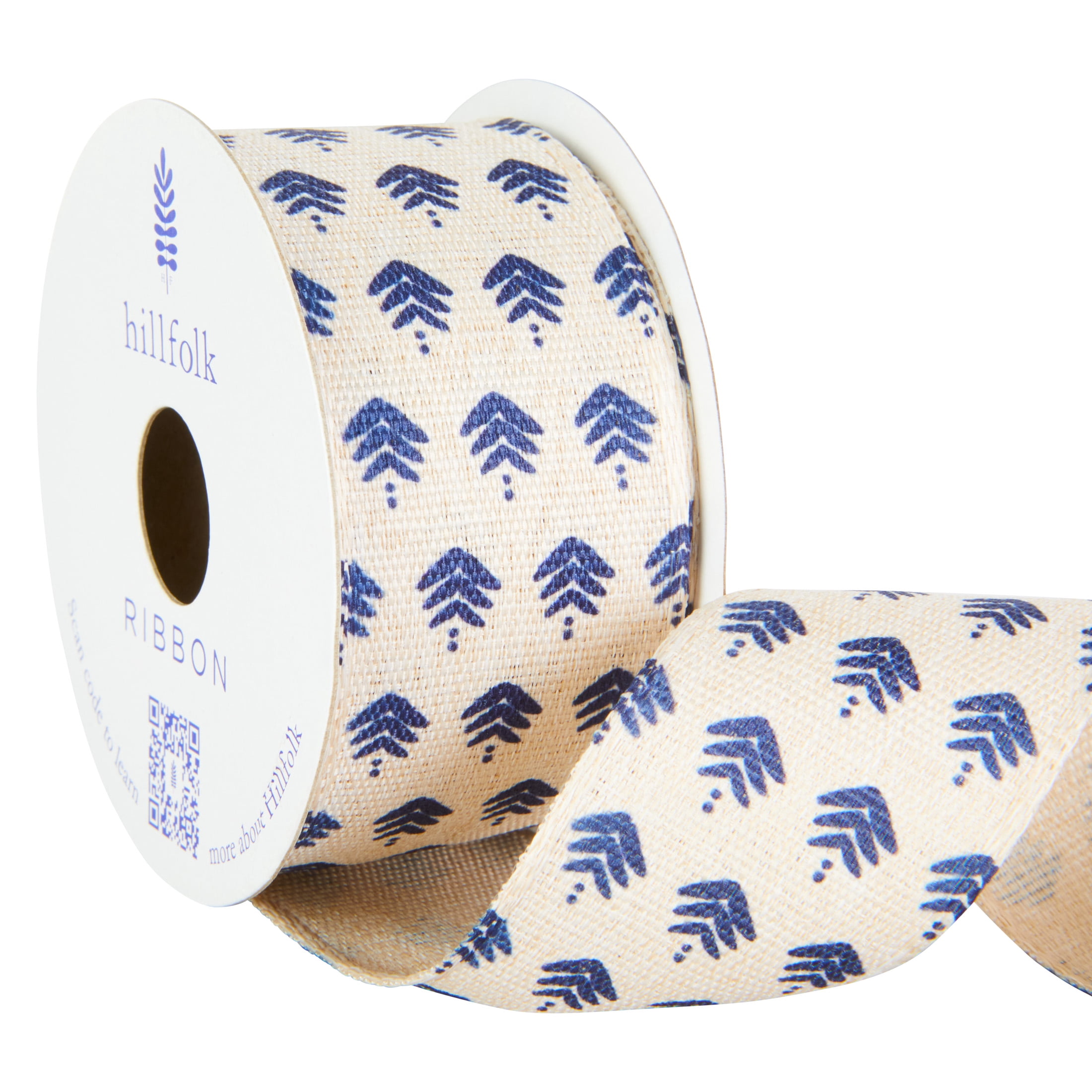 Hillfolk 1.5 faux linen tree blue 9ft ribbon, for crafts and gifting