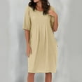 thumbnail image 2 of B91xZ Robes Maxi pour Femmes 2024 Robe Tunique à Manches Courtes Robes d'Été Décontractées Robe Courte Ample, Kaki TTG, 2 of 5