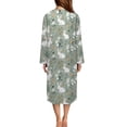 thumbnail image 3 of Whosucclay Green Bunny Rabbit Daisy Print Womens House Dress Zip Up Robe Nightgowns Comfy House Coats Full Length Sleepwear Long Sleeve Bathrobe with 2 Pockets, XL, 3 of 6