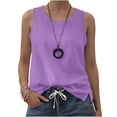 thumbnail image 6 of Women's Cotton Plain Tank Top Summer Flowy Crew Neck Sleeveless Tee Tanks Loose Fit Casual Layering and Everyday Wear Blouses Purple, 6 of 6