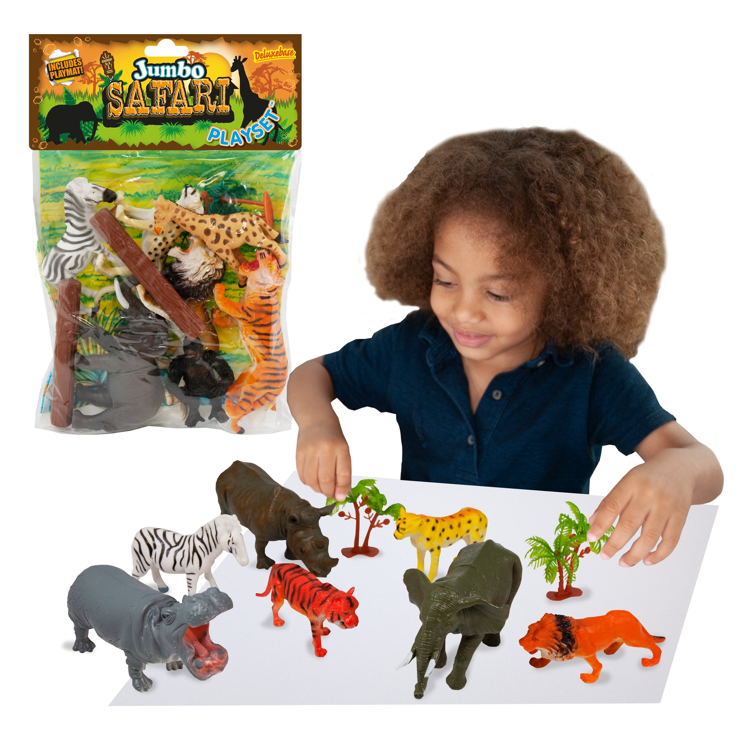 Jumbo Playset - Safari Animals from Deluxebase. Large Animal Figures Toy  Set. Bag of large safari toys including Tiger, Lion, Giraffe, Elephant,  Gorilla and Cheetah. Perfect zoo toys for kids 