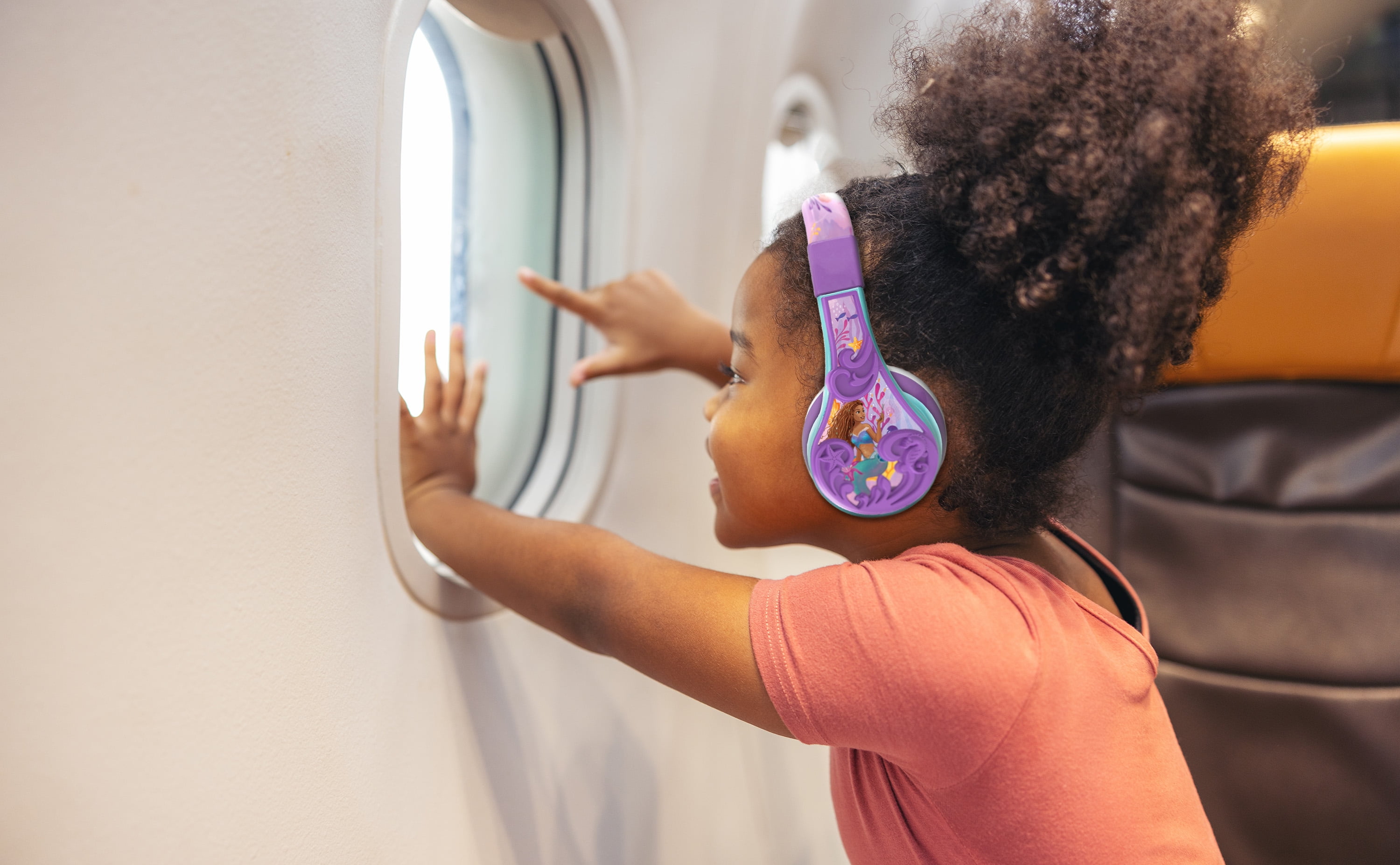 eKids The Little Mermaid Bluetooth Headphones for Kids, Wireless Headphones with Microphone Includes Aux Cord, Volume Reduced Kids Foldable Headphones for School, Home, or Travel