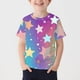 thumbnail image 1 of Blusas y camisas de manga corta con cuello redondo Camiseta estampada de manga corta con estampado de estrellas para niños Cuello redondo Manga corta Casual Versátil Para niñas Top de poliéster, 1 of 5