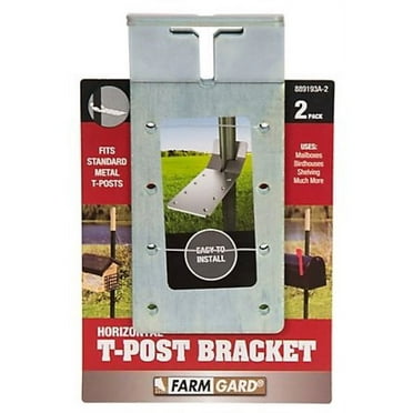 FARMGARD 889193A-2 Galvanized Steel Horizontal T-Post Bracket, 2-Pack