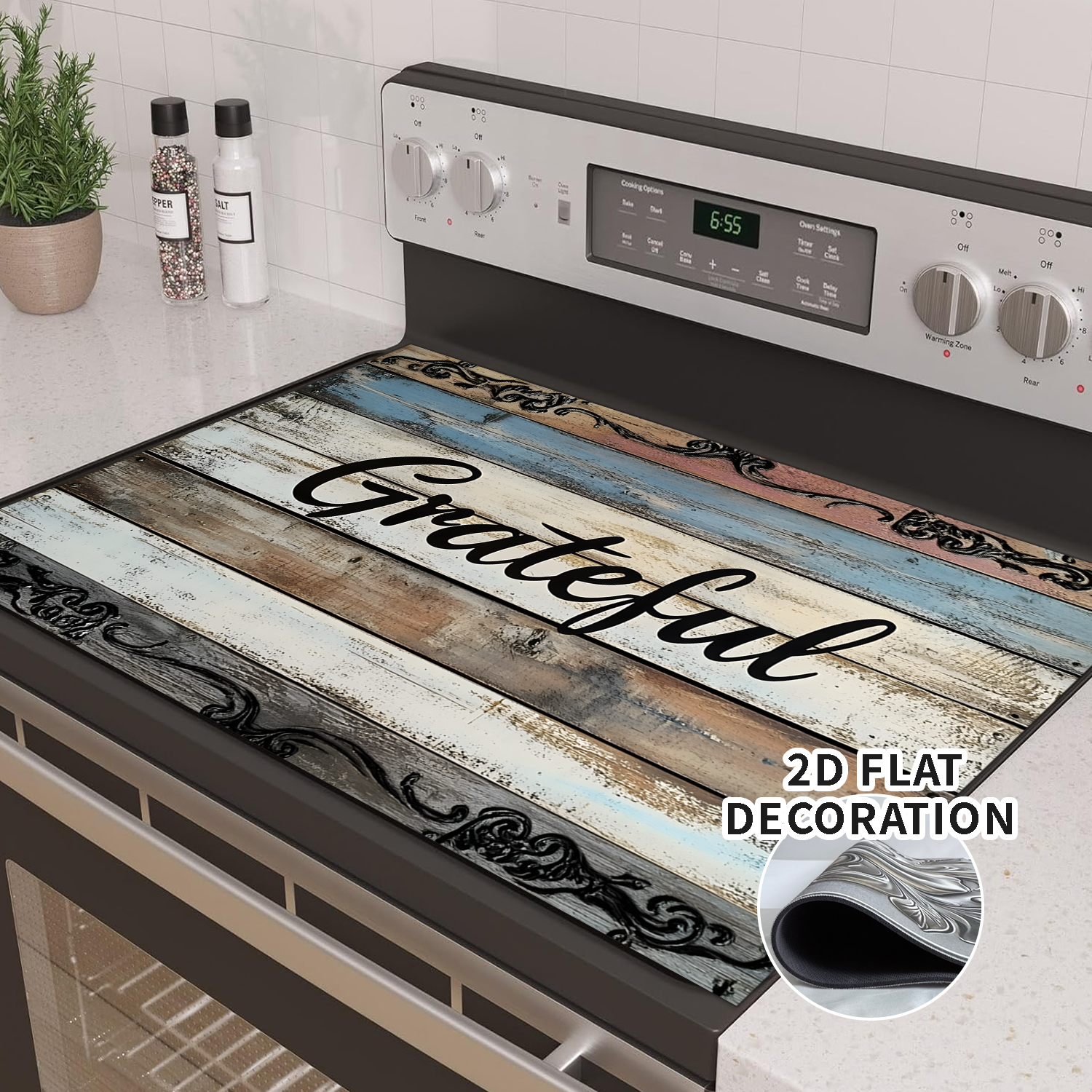 Stove Top Cover for Electric Stove 28 "x 20 ", Grateful pattern Heat Resistant Glass Top Stove Cover Protector, Induction Cooktop Protector Stove Top Covers Mat, Kitchen Flat Stove Top Covers