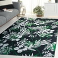 thumbnail image 3 of SAFAVIEH Malibu Keiran Leaves Polyester Area Rug, Black/Green, 6' x 9', 3 of 12