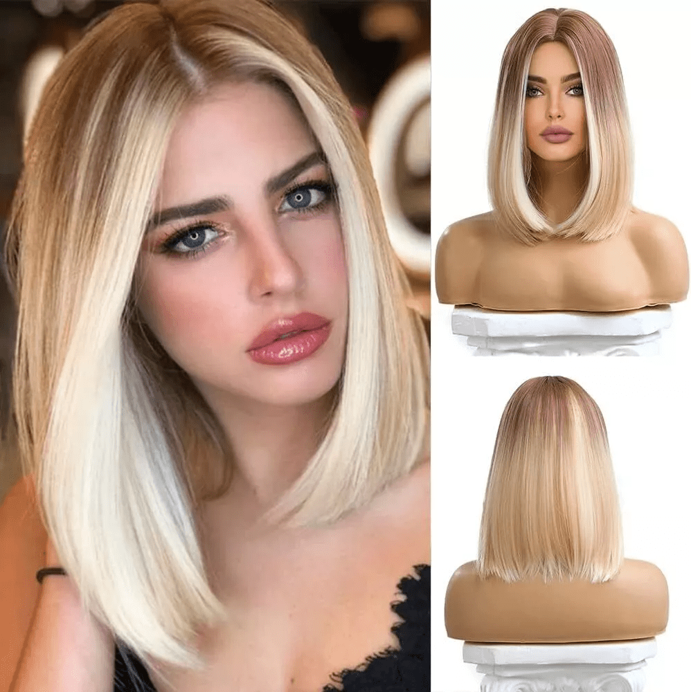 Dopi Ladies Short Bob Wig Short Human Hair Ladies Straight Cosplay BOB Party Natural For Women