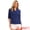Dark Blue, variant on DARING DIVA Women's Button Down Blouse Dressy Half Sleeve V Neck Cotton Top XS Dark Blue