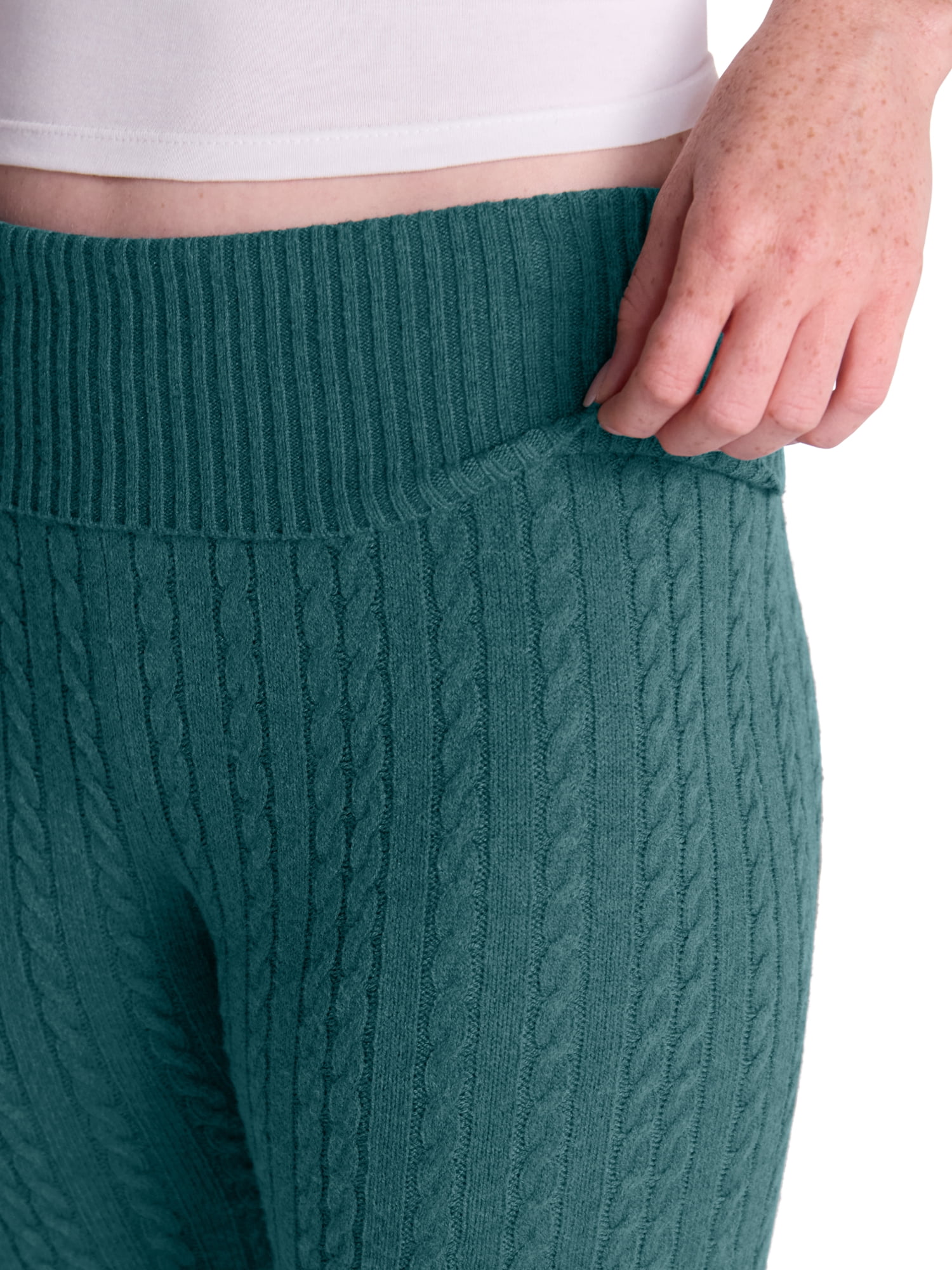 No Boundaries Cable Knit Sweater Pants, 33'' Inseam, Women's XXS-XXL