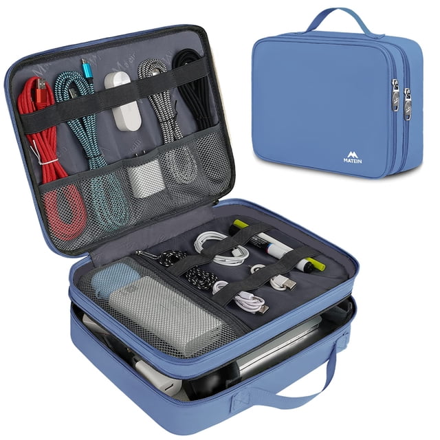 Travel Tech Organizer MATEIN - Bolsa organizadora de cables, color azul
