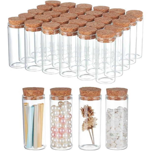 Mini botellas de vidrio de 30 ml con corcho, 30 frascos de vidrio pequeños, botellas de deseos, botellas vacías transparentes, frascos para mensajes, frascos para hechizos.