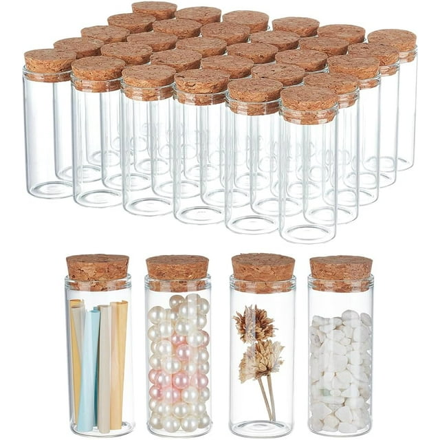 Mini botellas de vidrio de 30 ml con corcho, 30 frascos de vidrio pequeños, botellas de deseos, botellas vacías transparentes, frascos para mensajes, frascos para hechizos.