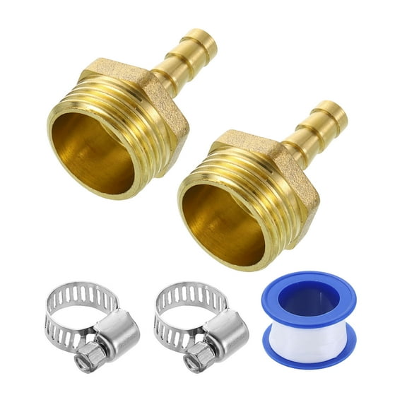 2Pcs Brass Hose Barb Fittings, 1/4" Barb x G1/2" Male Thread Hose Connector