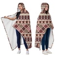 thumbnail image 2 of Wearable Blanket,Red Boho Egyptian Lotus and Circles Pattern Hooded Wearable Flannel Blanket for Adults & Teens with Buckle,Winter Poncho Shawl Wrap Cape,50"x60", 2 of 5